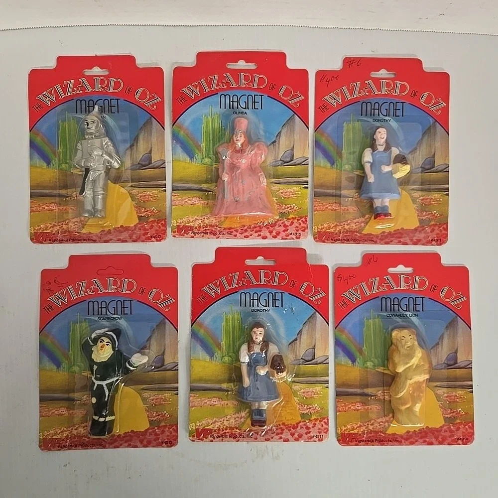 VTG THE WIZARD OZ REFRIDGERATOR MAGNETS LOEW'S VANDERBILT PRODUCTS SET OF‎ 6